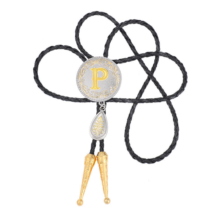 Cravatta Bolo con iniziale dalla A alla Z e ciondolo a forma di lacrima - image 33