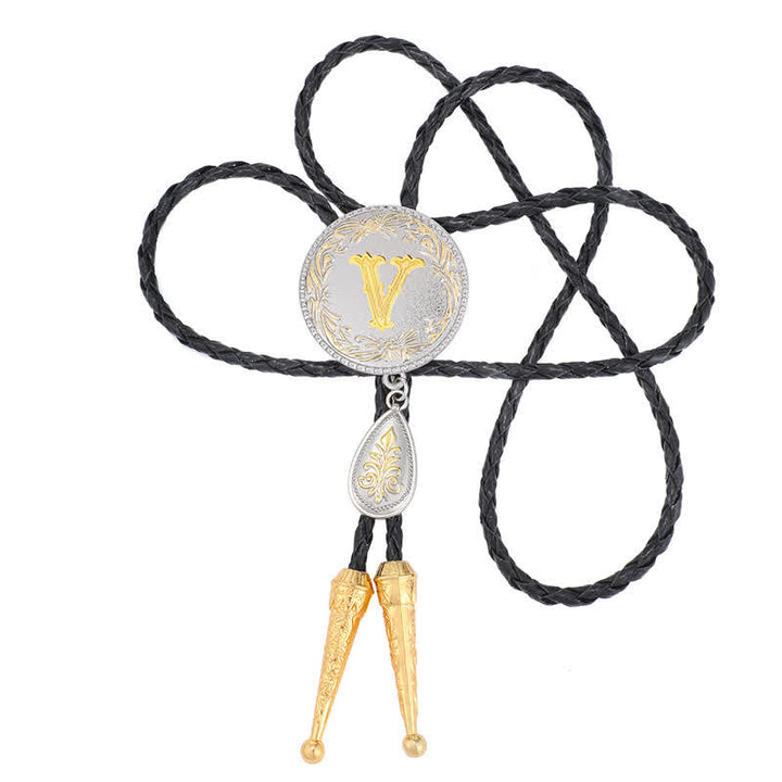 Cravatta Bolo con iniziale dalla A alla Z e ciondolo a forma di lacrima - image 43