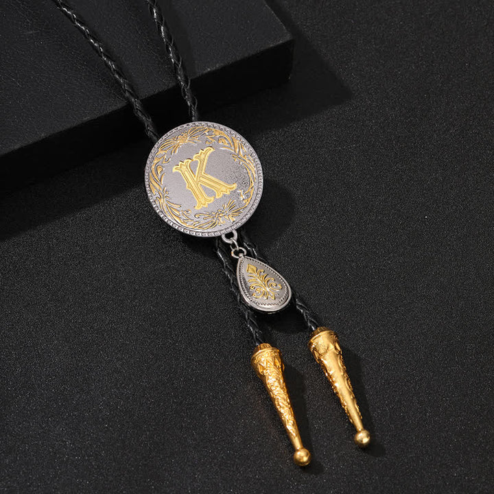 Cravatta Bolo con iniziale dalla A alla Z e ciondolo a forma di lacrima - Oro - K - image 22