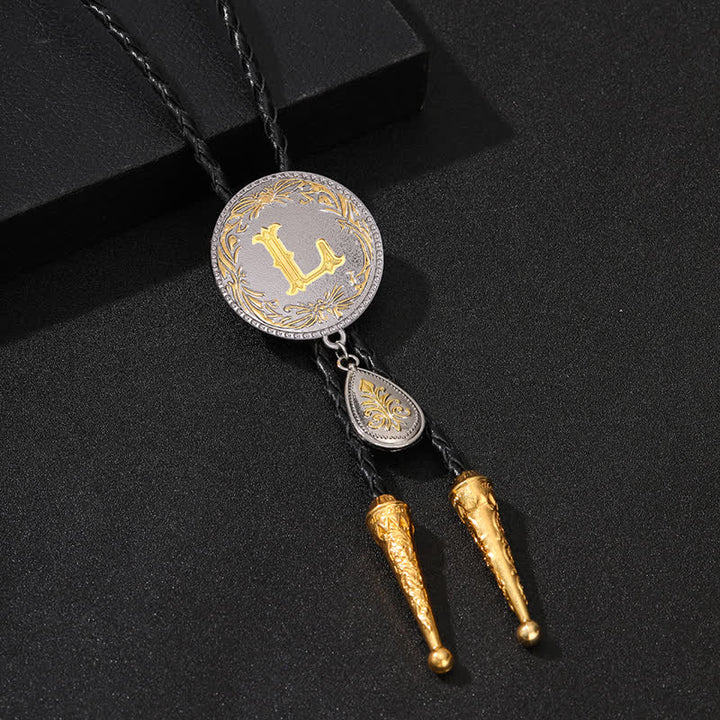 Cravatta Bolo con iniziale dalla A alla Z e ciondolo a forma di lacrima - Oro - L - image 24