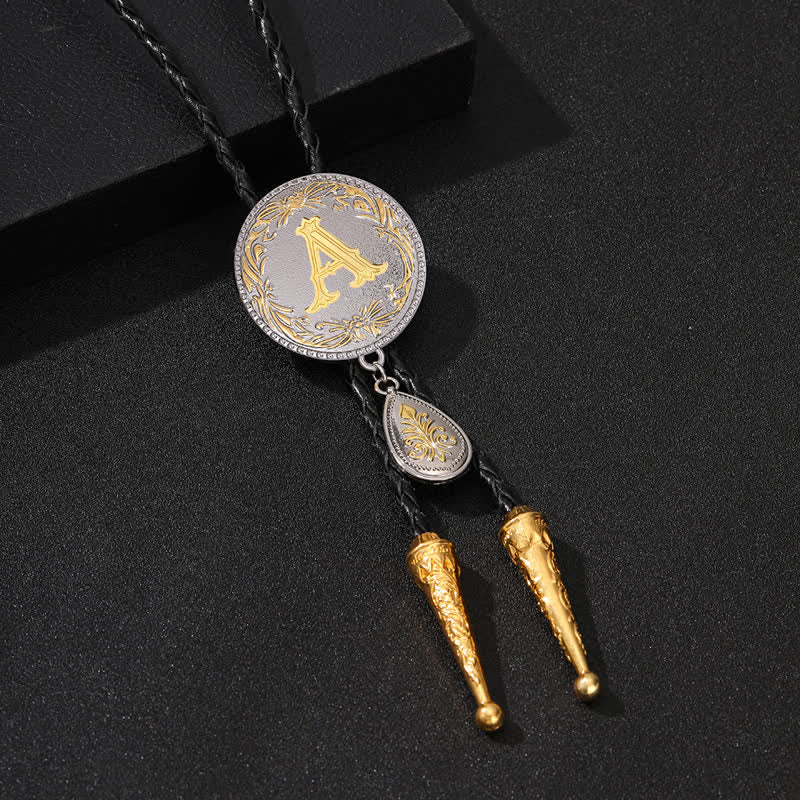 Cravatta Bolo con iniziale dalla A alla Z e ciondolo a forma di lacrima - Oro - A - image 2