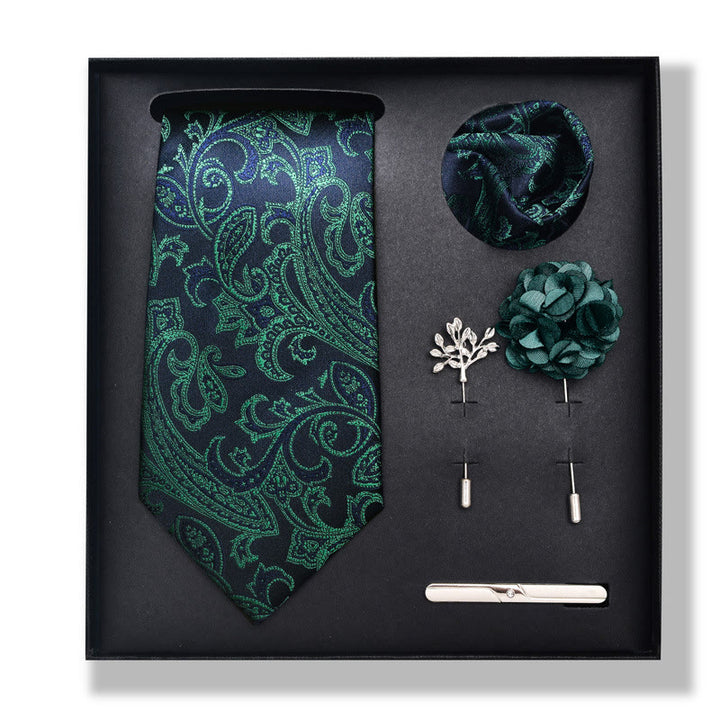 Set da 5 pezzi di cravatta elegante con spilla e fazzoletto da taschino da uomo - Stile n. 3 - image 4
