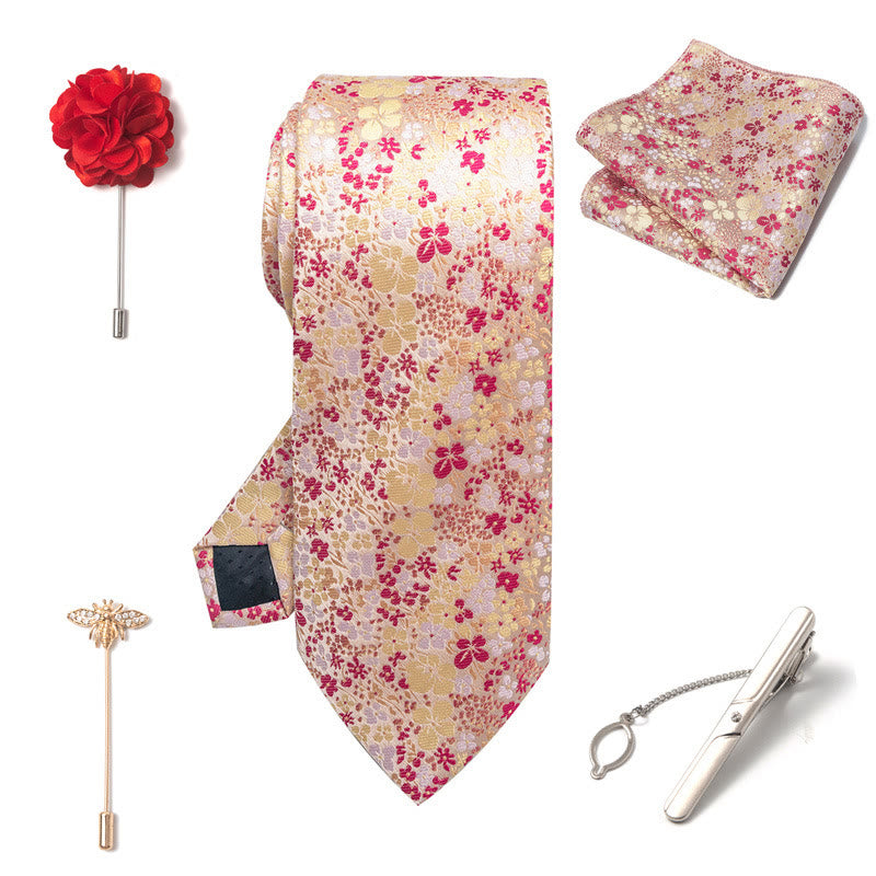 Set da 5 pezzi di cravatta elegante con spilla e fazzoletto da taschino da uomo - image 21