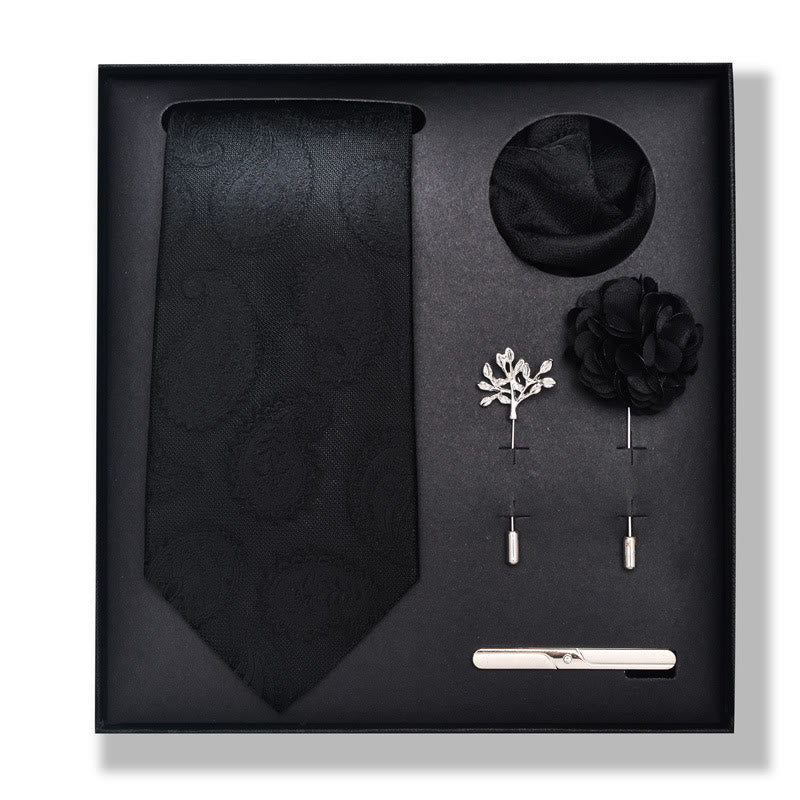 Set da 5 pezzi di cravatta elegante con spilla e fazzoletto da taschino da uomo - Stile n. 16 - image 30