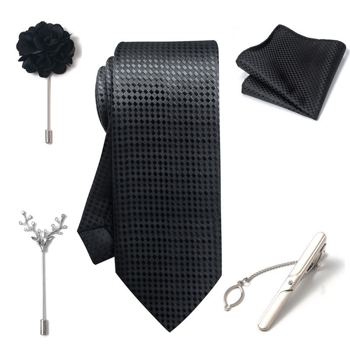 Set da 5 pezzi di cravatta elegante con spilla e fazzoletto da taschino da uomo - image 33