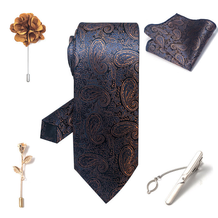 Set da 5 pezzi di cravatta elegante con spilla e fazzoletto da taschino da uomo - image 17