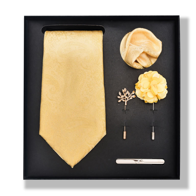 Set da 5 pezzi di cravatta elegante con spilla e fazzoletto da taschino da uomo - Stile n. 6 - image 10