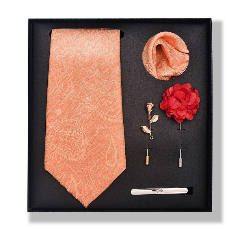 Set da 5 pezzi di cravatta elegante con spilla e fazzoletto da taschino da uomo - Stile n. 10 - image 18