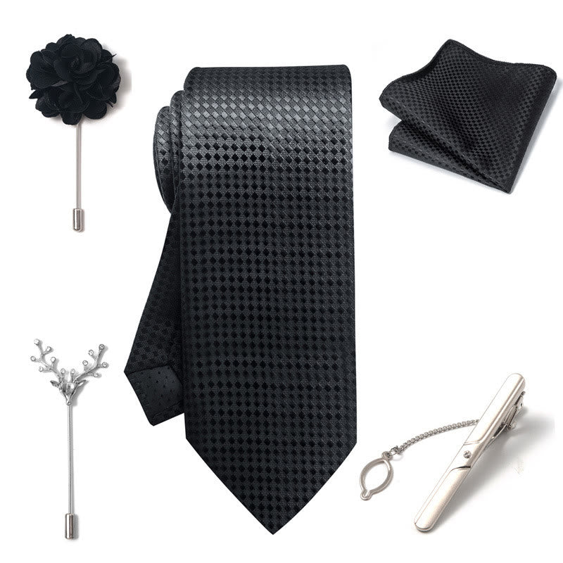 Set da 5 pezzi di cravatta elegante con spilla e fazzoletto da taschino da uomo - image 33
