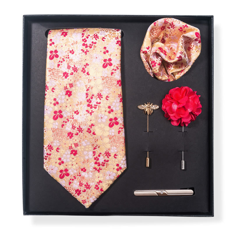 Set da 5 pezzi di cravatta elegante con spilla e fazzoletto da taschino da uomo - Stile n. 11 - image 20