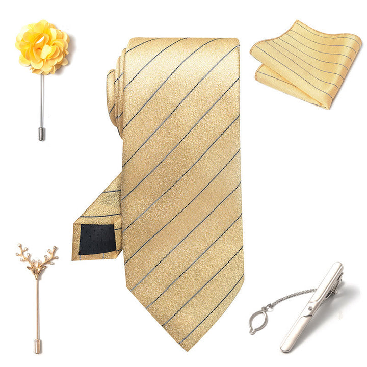 Set da 5 pezzi di cravatta elegante con spilla e fazzoletto da taschino da uomo - image 13
