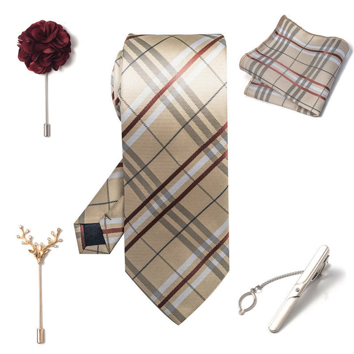 Set da 5 pezzi di cravatta elegante con spilla e fazzoletto da taschino da uomo - image 15