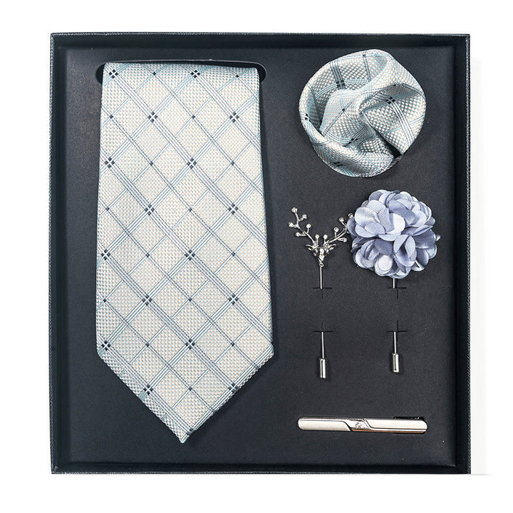 Set da 5 pezzi di cravatta elegante con spilla e fazzoletto da taschino da uomo - Stile n. 12 - image 22
