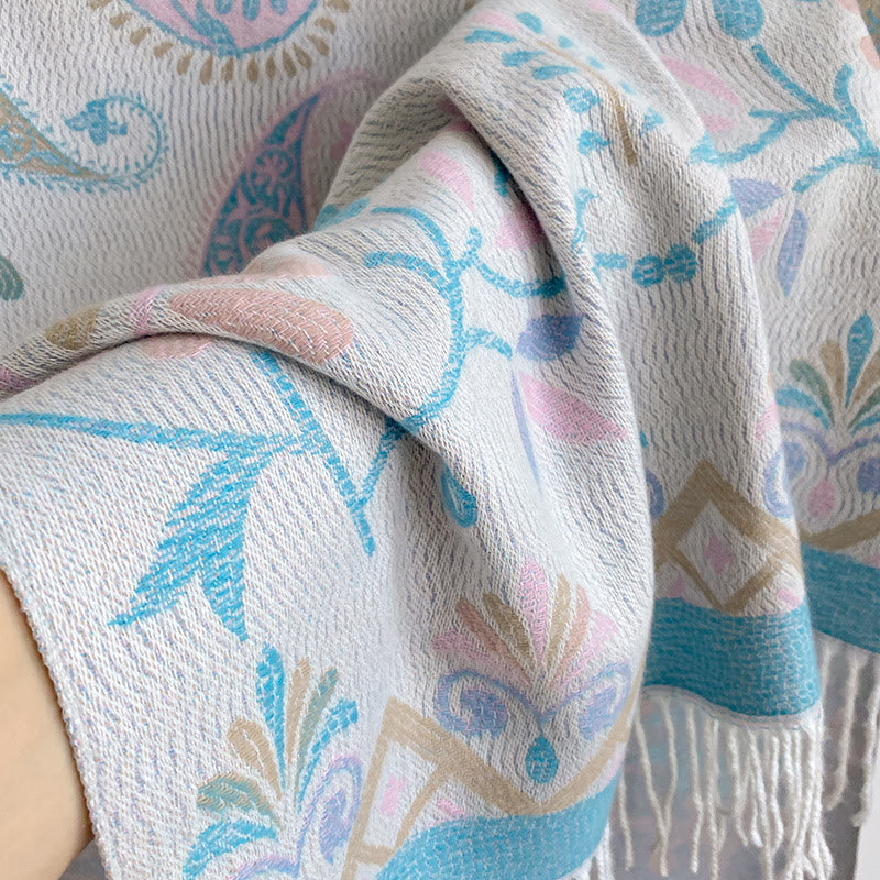 Sciarpa scialle invernale calda con nappe stampate in stile bohémien da donna - image 12