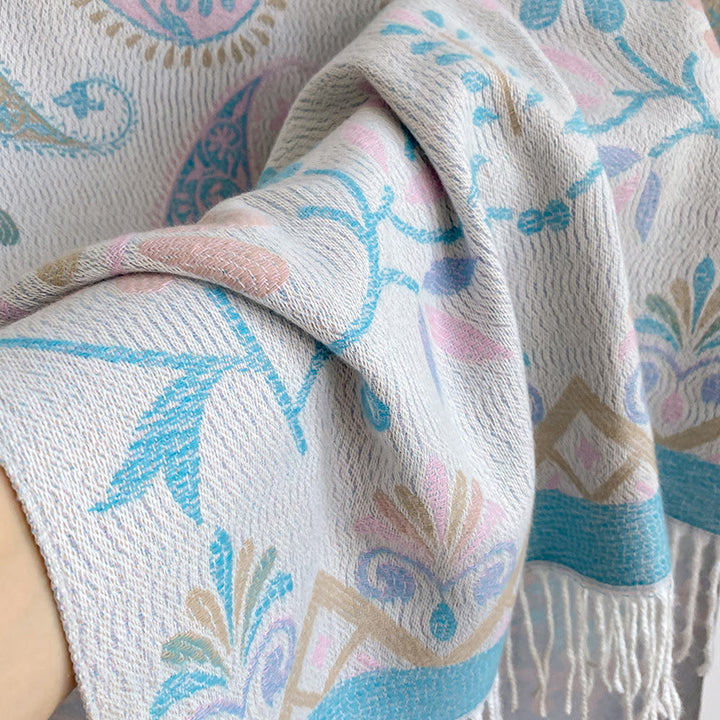 Sciarpa scialle invernale calda con nappe stampate in stile bohémien da donna - image 12