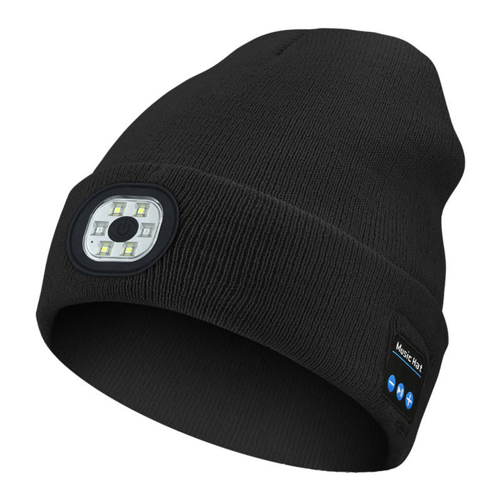 Berretto Bluetooth con musica invernale e illuminazione a LED - Luce LED e Bluetooth - Nero - M (22"-22 7/8") - image 0