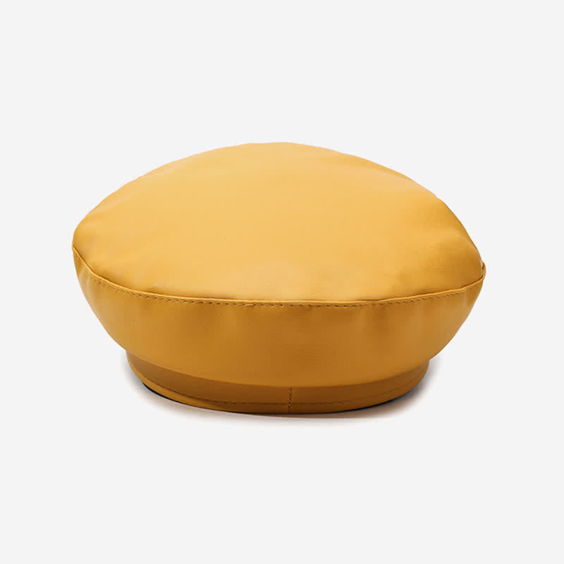 Cappello basco in pelle con borchie di ancora in stile militare e catena - image 4