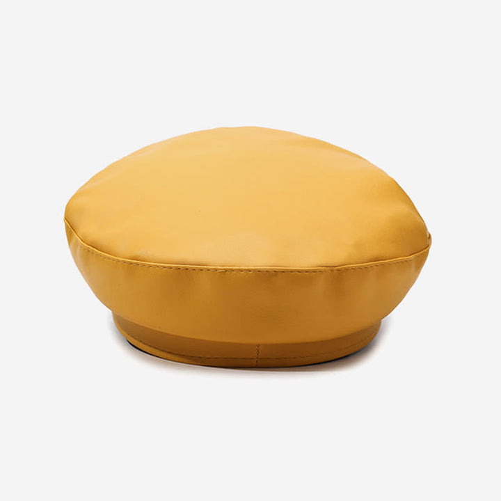 Cappello basco in pelle con borchie di ancora in stile militare e catena - image 4