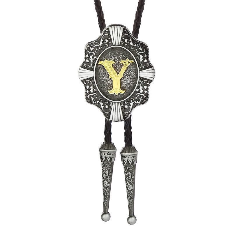 Cravatta Bolo con intricato design in filigrana e lettera iniziale dalla A alla Z - Argento - Y - image 25