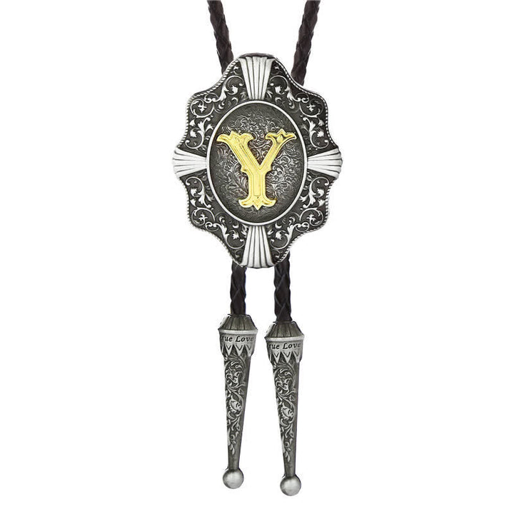 Cravatta Bolo con intricato design in filigrana e lettera iniziale dalla A alla Z - Argento - Y - image 25