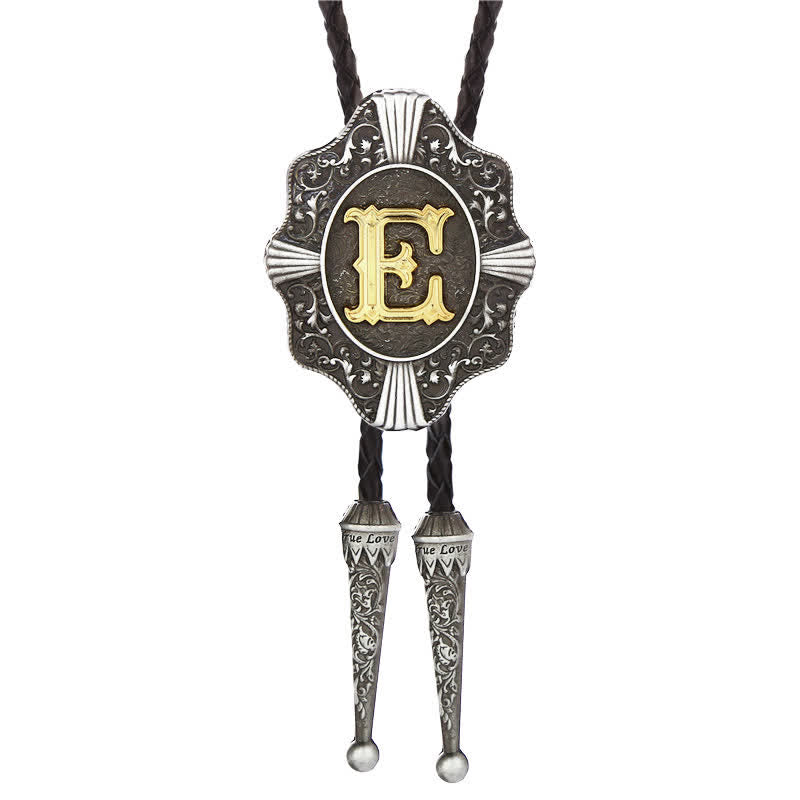Cravatta Bolo con intricato design in filigrana e lettera iniziale dalla A alla Z - Argento - E - image 5
