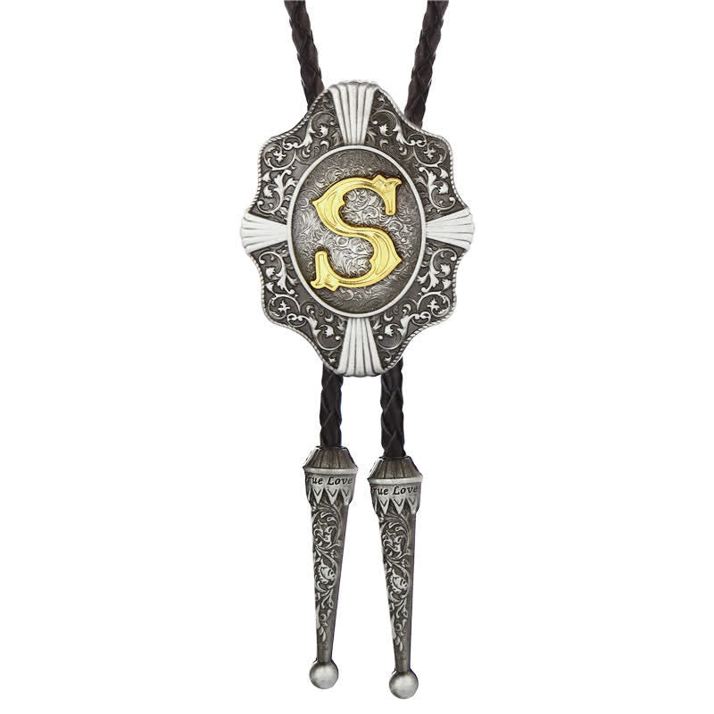 Cravatta Bolo con intricato design in filigrana e lettera iniziale dalla A alla Z - Argento - S - image 19