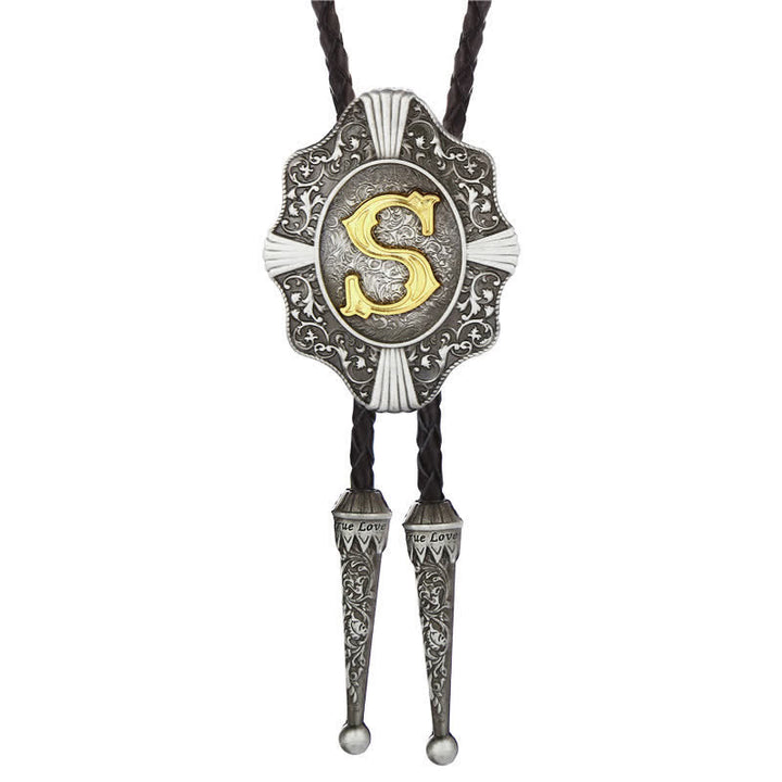 Cravatta Bolo con intricato design in filigrana e lettera iniziale dalla A alla Z - Argento - S - image 19