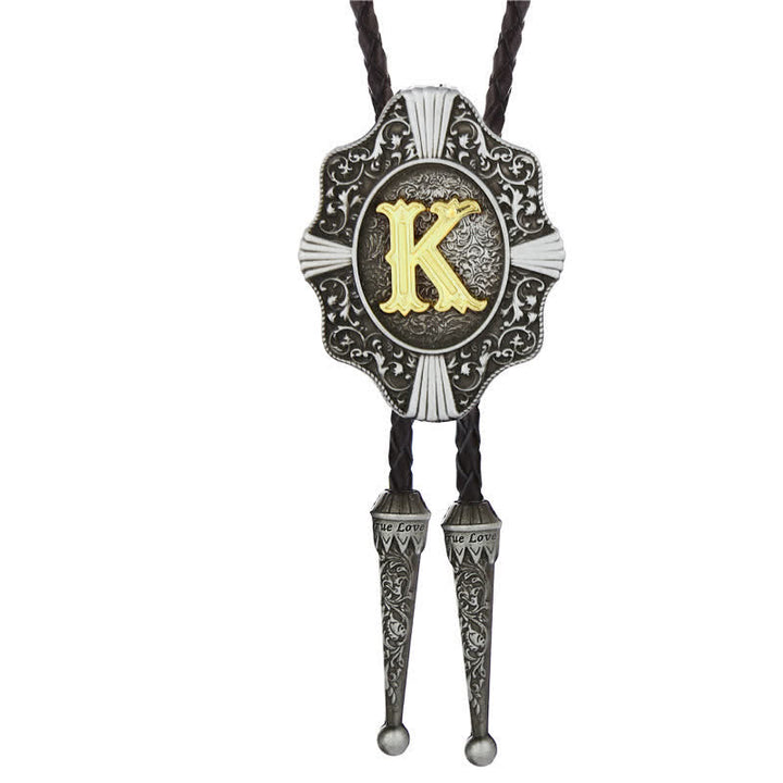 Cravatta Bolo con intricato design in filigrana e lettera iniziale dalla A alla Z - Argento - K - image 11