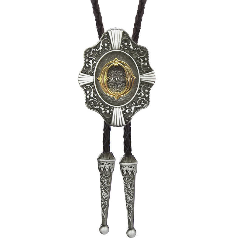 Cravatta Bolo con intricato design in filigrana e lettera iniziale dalla A alla Z - Argento - O - image 15