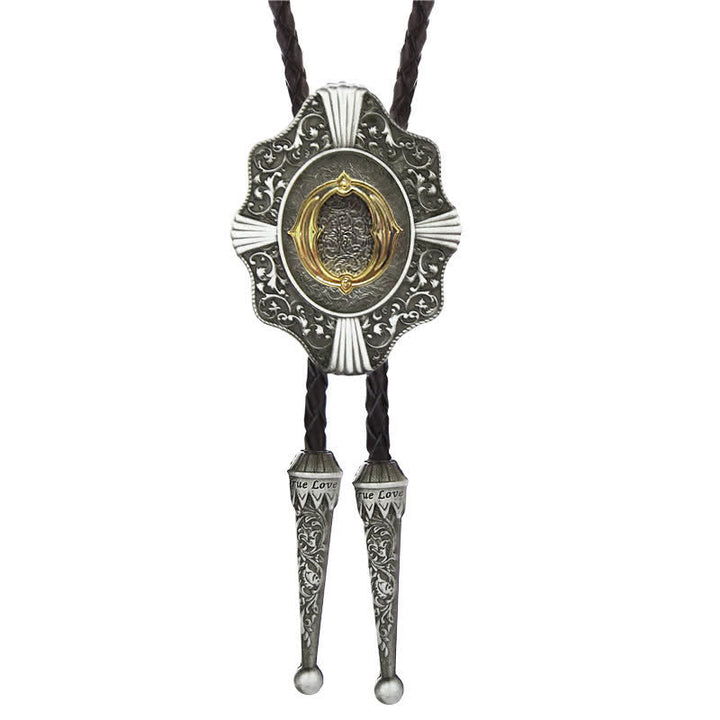 Cravatta Bolo con intricato design in filigrana e lettera iniziale dalla A alla Z - Argento - O - image 15