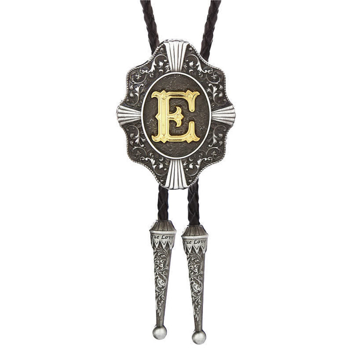 Cravatta Bolo con intricato design in filigrana e lettera iniziale dalla A alla Z - Argento - E - image 5