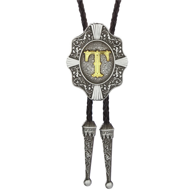 Cravatta Bolo con intricato design in filigrana e lettera iniziale dalla A alla Z - Argento - T - image 20