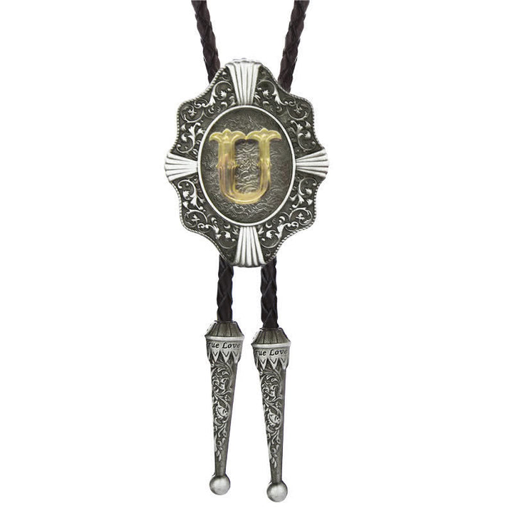 Cravatta Bolo con intricato design in filigrana e lettera iniziale dalla A alla Z - Argento - U - image 21