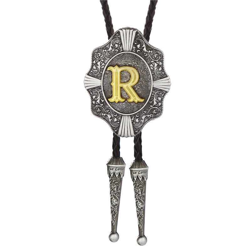 Cravatta Bolo con intricato design in filigrana e lettera iniziale dalla A alla Z - Argento - R - image 18