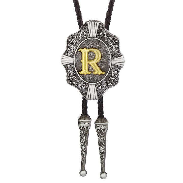 Cravatta Bolo con intricato design in filigrana e lettera iniziale dalla A alla Z - Argento - R - image 18