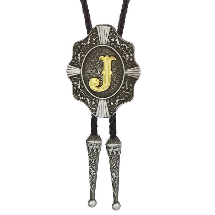 Cravatta Bolo con intricato design in filigrana e lettera iniziale dalla A alla Z - Argento - J - image 10