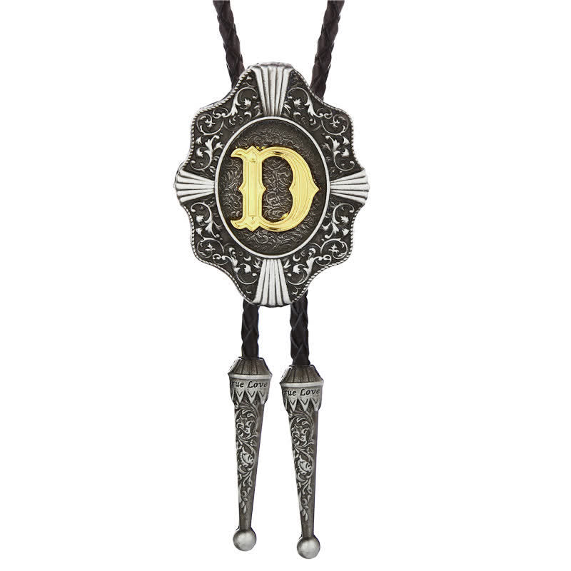 Cravatta Bolo con intricato design in filigrana e lettera iniziale dalla A alla Z - Argento - D - image 4