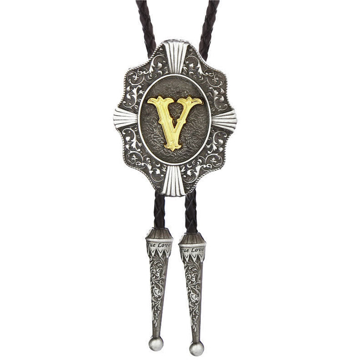 Cravatta Bolo con intricato design in filigrana e lettera iniziale dalla A alla Z - Argento - V - image 23