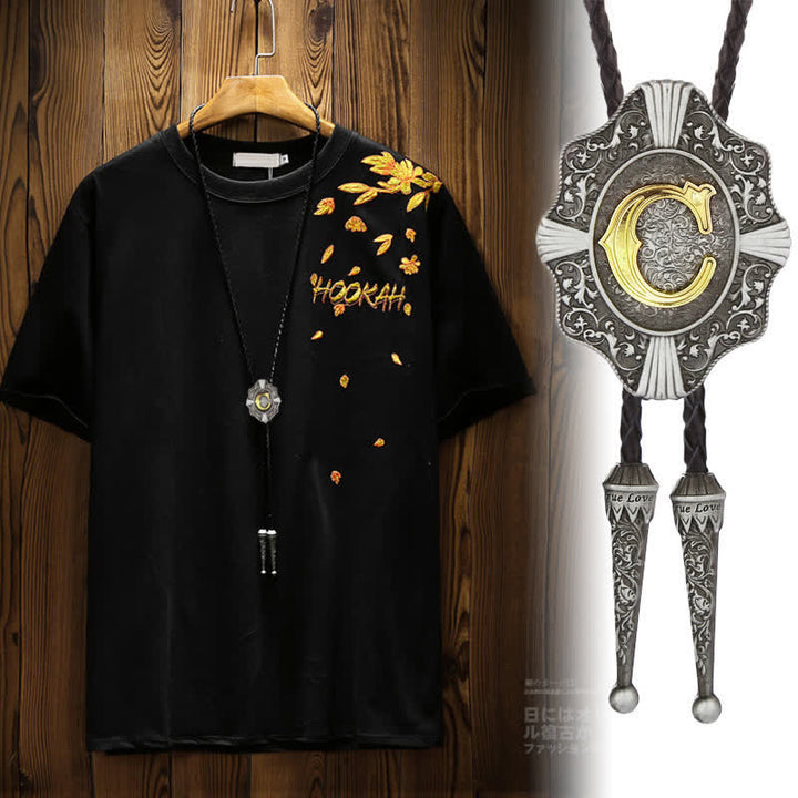 Cravatta Bolo con intricato design in filigrana e lettera iniziale dalla A alla Z - image 1