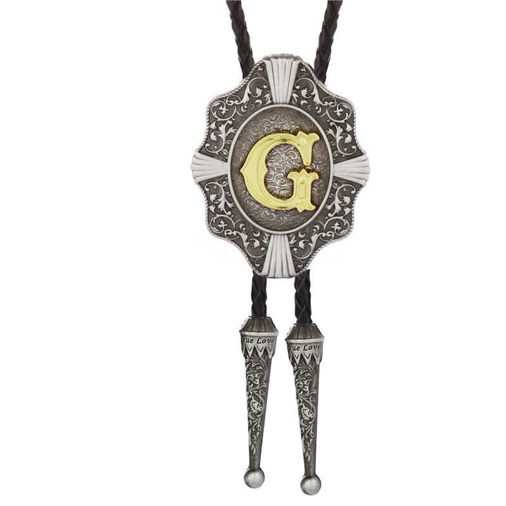 Cravatta Bolo con intricato design in filigrana e lettera iniziale dalla A alla Z - Argento - G - image 7