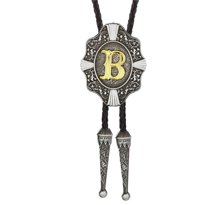 Cravatta Bolo con intricato design in filigrana e lettera iniziale dalla A alla Z - Argento - B - image 2