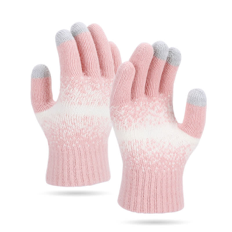 Guanti lavorati a maglia con motivo maculato e sfumato bicolore - Rosa - image 7