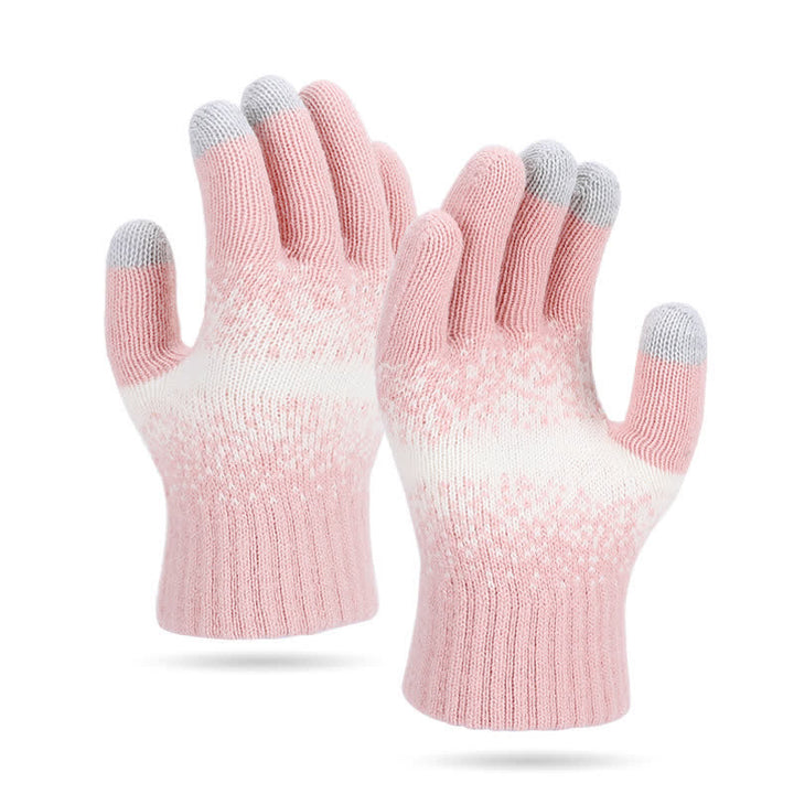 Guanti lavorati a maglia con motivo maculato e sfumato bicolore - Rosa - image 7