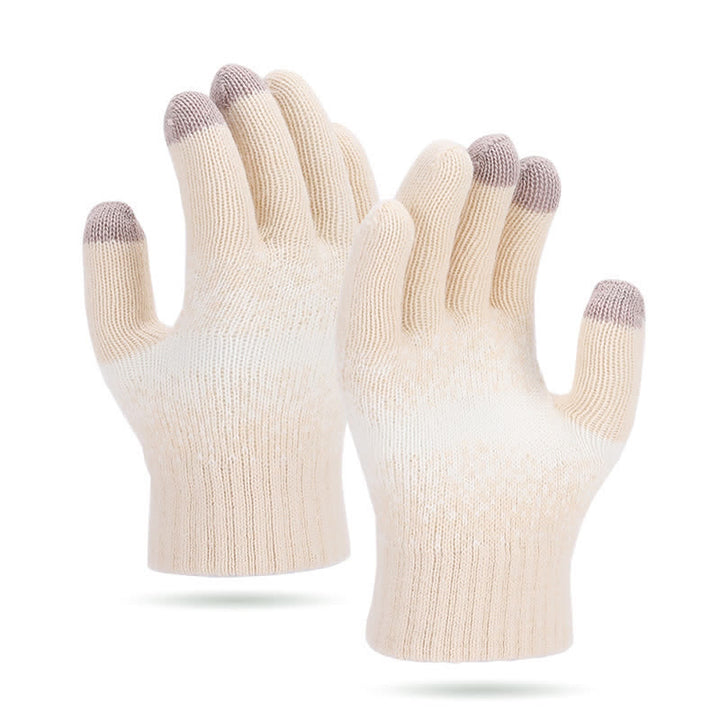 Guanti lavorati a maglia con motivo maculato e sfumato bicolore - Beige - image 9