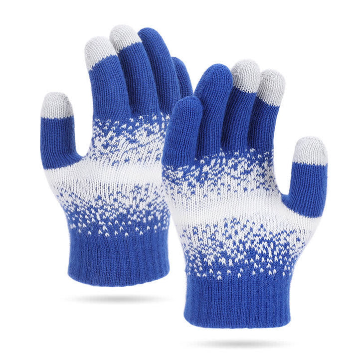 Guanti lavorati a maglia con motivo maculato e sfumato bicolore - Blu - image 4