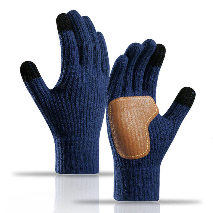 Guanti caldi in maglia con toppa sul palmo in pelle antiscivolo - Marina - image 8