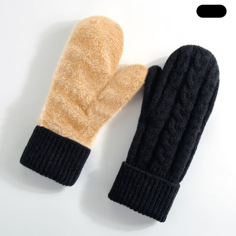 Guanti in maglia per il freddo con dita intere e fodera in pile - Nero - Stile n. 3 - image 19