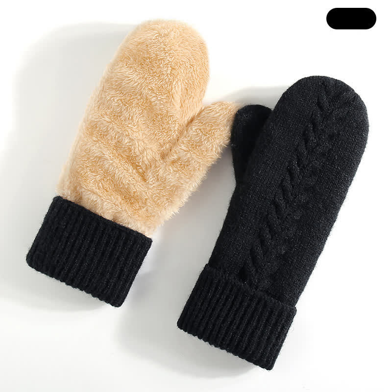 Guanti in maglia per il freddo con dita intere e fodera in pile - Nero - Stile n. 2 - image 18