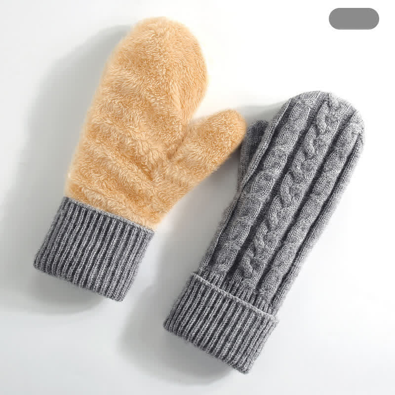 Guanti in maglia per il freddo con dita intere e fodera in pile - Grigio - Stile n. 3 - image 10