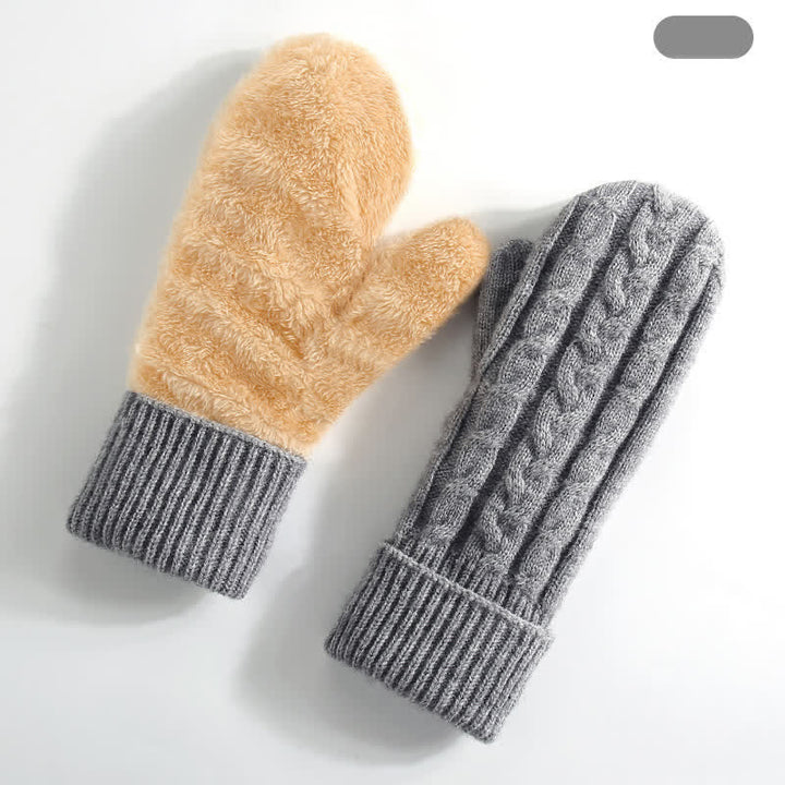 Guanti in maglia per il freddo con dita intere e fodera in pile - Grigio - Stile n. 3 - image 10